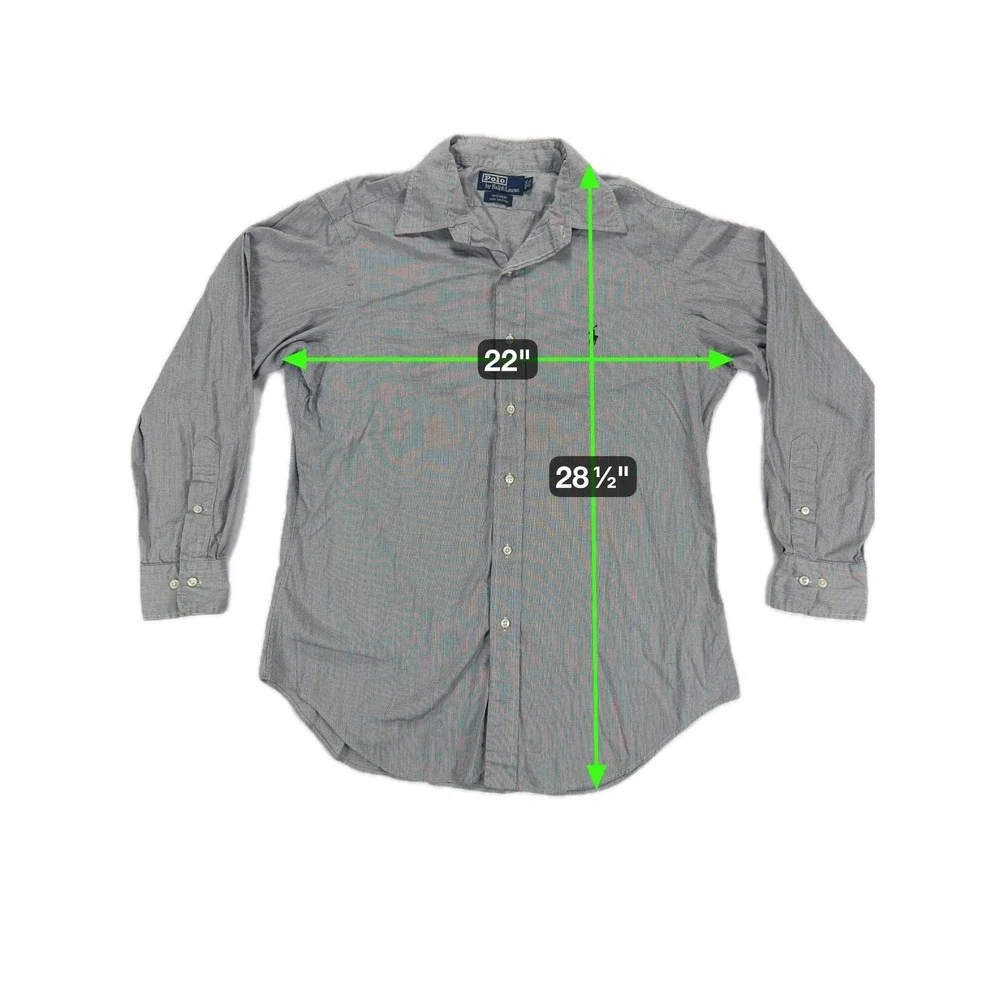 Polo‎ Ralph Lauren Andrew Fit Button Down Shirt Mens 15 1/2 32/33 Grey Cotton